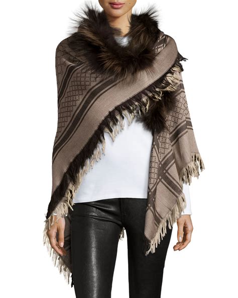 gucci hood scarf|gucci scarf with fur trim.